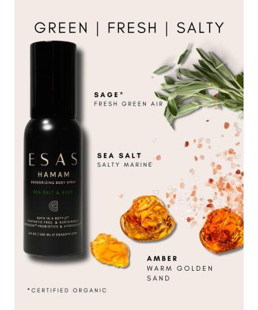 ESAS Hamam Organic Deodorant Body Spray 3.4 oz (Sea Salt & Sage) - Buy Online on GoSupps.com