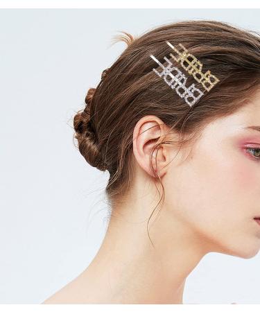 Bride Hair Clips: Penta Angel 2Pcs Gold & Silver Rhinestone Letter Pins - Bridal Shower & Wedding Hair Accessories for Women & Girls - Buy Online on GoSupps.com