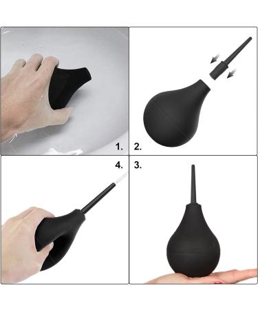 TSHAOUN Enema Bulb Douche 160ml for Men & Women - Reusable Silicone Nozzle Cleaning Kit (Black) - Buy Online on GoSupps.com