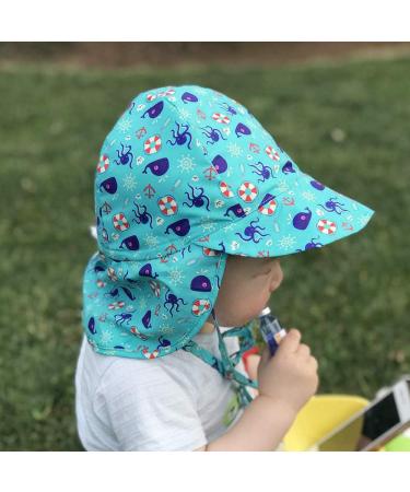 LACOFIA Baby Sun Protection Beach Hat | Adjustable Flap Cap for Kids 2-5 Years | Toddler Summer Visor Cap | Super Soft | A-Octopus Design - Buy Online on GoSupps.com