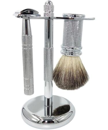 NSNT Exquisit Men's Shaving Brush Stand & Stainless Steel Safety Razor Set - Premium Wet Shaving Accessories - Buy Online on GoSupps.com