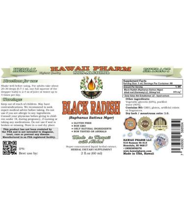 HawaiiPharm Black Radish Liquid Extract - Natural Herbal Supplement 2 oz - Alcohol-Free Glycerite - Raphanus Sativus Niger Dried Root - 4 Fl Oz (Pack of 1) - Buy Online on GoSupps.com