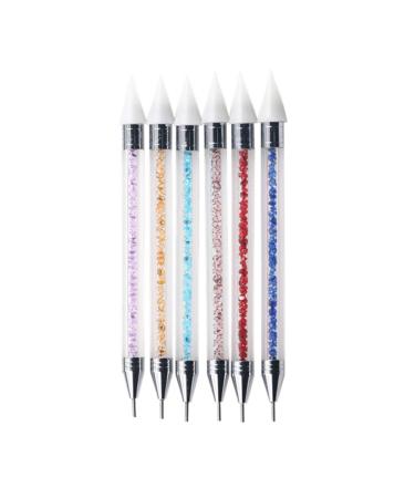 6 Pcs Sets Nail Pens Double Tip Drill Chalks Professional Nails Pen Designer