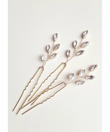 Kercisbeauty 3PCS Handmade Simple Crystal Leaf Leaves Hair Pins for Wedding Bridal Bridesmaids Flower Girls Dancing Prom Party Vintage Boho Hair Accessory(Silver)