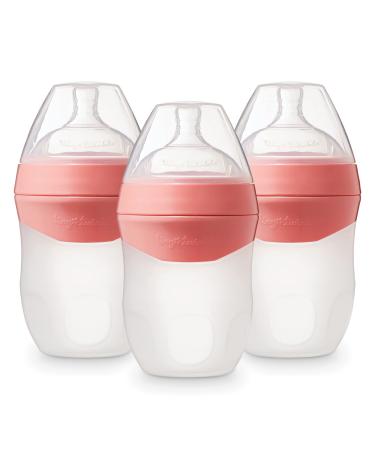 Tiny Twinkle Silicone Baby Bottle with Comfort Grip and Soft Flexible Nipple - Squeezably Soft Baby Bottles for Newborn and Up (Blossom 6 Ounce - 3 Pack) Blossom 6 Ounce (3 Pack)