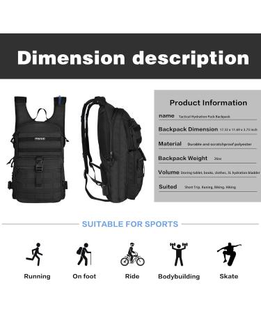 MOSISO Tactical Hydration Pack Backpack with 3L Water Bladder - Black - Buy Online on GoSupps.com