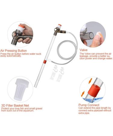 Fish Tank Gravel Cleaner Kit for Water Changing and Filter Cleaning - Long Nozzle with Air-Pressing Button, Adjustable Flow Controller - BPA Free - Buy Online on GoSupps.com