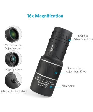 16x52 Monocular Dual Focus Optics Zoom Telescope for Birds Watching/Wildlife/Hunting/Camping/Hiking/Tourism/Armoring/Living Concert 66m/8000m - Buy Online on GoSupps.com