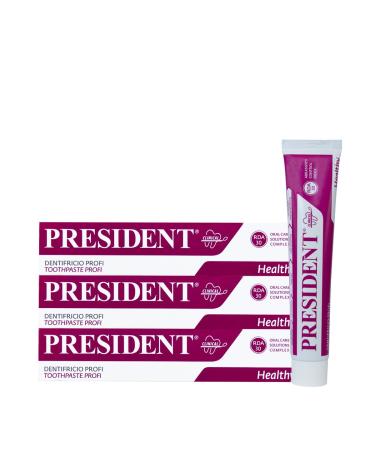 President Set with 3 toothbrush professionals with chlorhexidine 0.20% disinfectant effect antibacterial intensive for periodontopathy irritated gums and after operations.RDA 30. 3 x 75 ml - Buy Online on GoSupps.com