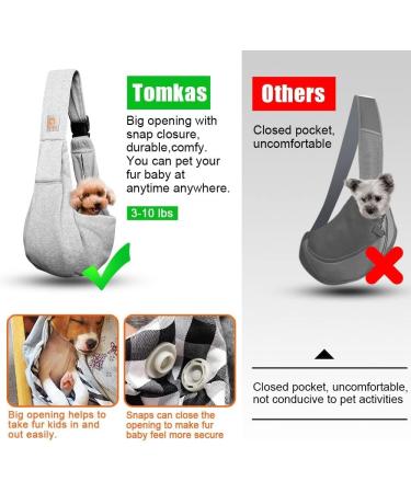 Tomkas Dog Carrier Bag - Adjustable Sling for Dogs & Cats up to 4.5 kg - Gray M - Versatile Purse Style with Snap Lock - Buy Online on GoSupps.com