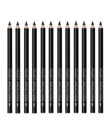 Black Eyeliner Pencil Set - 12 PCs Smudge Proof Matte Waterproof Long Lasting Makeup Eye Liners