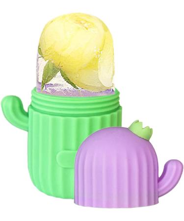 NEFLUM CAKTUS-EISROLLER: GUA-SHA Facial Roller & Ice Cube Maker for Swelling Relief | Beauty Skin Care Tool - Food-Safe Silicone in Green/Violet - Buy Online on GoSupps.com