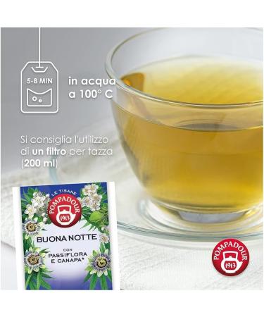  Pompadour Pompadour | Good Night Herbal Tea | Aromatic Herbs with Lemon Balm Lemongrass Hawthorn - 10 x 18 Filters (396 Gr) | Caffeine Free Sleep Herbal Tea - Buy Online on GoSupps.com