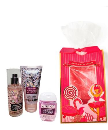 Bath And Body Works A Thousand Wishes Travel Size Gift Bag Set. - Fine Fragrance Mist - Ultra Shea Body Cream - Hand Gel - Travel Size