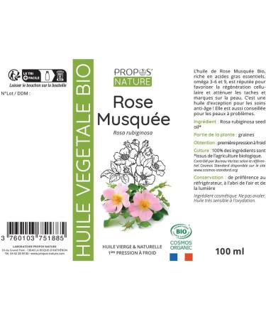Organic Rosehip Oil - 100% pure and natural - 100ml - PROPOS'NATURE - Buy Online on GoSupps.com
