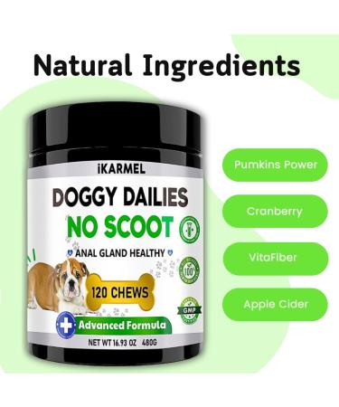 iKARMEL Doggy Dailies | Advanced Anal Gland Support Chews for Dogs | No Scoot Pet Supplements | Pumpkin Powder Fiber Digestion Tablets | Vet-Formulated | 120 Count - Buy Online on GoSupps.com