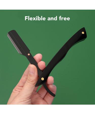 Premium Foldable Straight Razors for Hairdressers - Acrylic & Stainless Steel Beard Blade Holder - Buy Online on GoSupps.com
