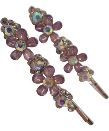 Topkids Accessories Beautiful Bejewelled Womens Hair Grips Perfect for Events Prom Bride or Flower Girl Womens Hair Clip Bobby Pins Kirby Grip Accessory (Beaded Resin Flowers Lilac) - Buy Online on GoSupps.com