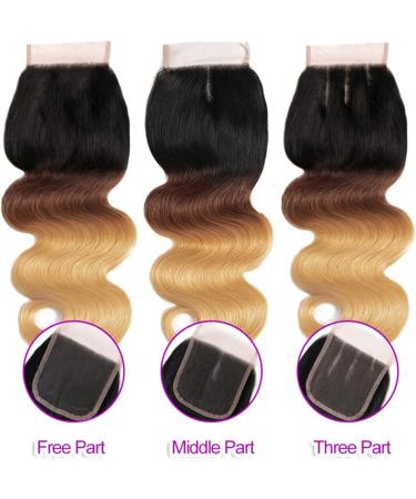 Lace Closure Body Wave Ombre Blonde Hair Closure 4x4 Swiss Lace Free Part Honey Blond 100% Real Human Hair Closure Remy Virgin Hair Soft 1b/4/27 Closure 12 Inch - Buy Online on GoSupps.com