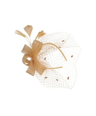 TOVINANNA 1pc Mesh Head Flower Woman Headwear Feather Hair Band Hair Supply Wedding Headwear Feather Hairpin Hair Accessory Women Headdress Female Party Headdress Bridal Headdress One Size Golden