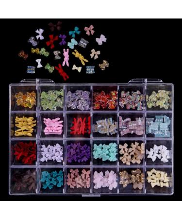 24 Grids Luxury 3D Nail Charms Studs Nail Rhinestones Gems Nail Art 3D Rhinestones Crafts Diamonds Crystal Jewels Stones Decorative Nail Element