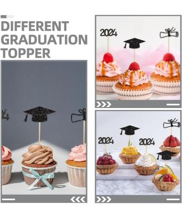 TOPBATHY 2024 Graduation Theme Cupcake Toppers 12pcs Glitter Grad Cap Cake Picks 2024 Diploma Appetizer Picks for Graduation New Years Party Cake Decorations - Buy Online on GoSupps.com