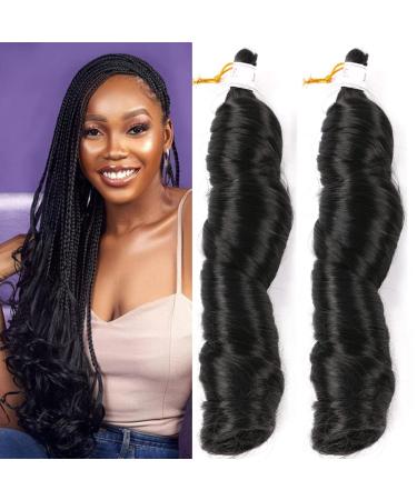 Mtmei hair French Curly Braiding Hair for Box Braids 8 Packs 18 Inch 100G/Pack Loose Wave Braiding Hair Nature Black Crochet Braids Spanish Curly Synthetic Spiral Curl Silky Braiding Hair Extensions for Women 1B (18 Inc...