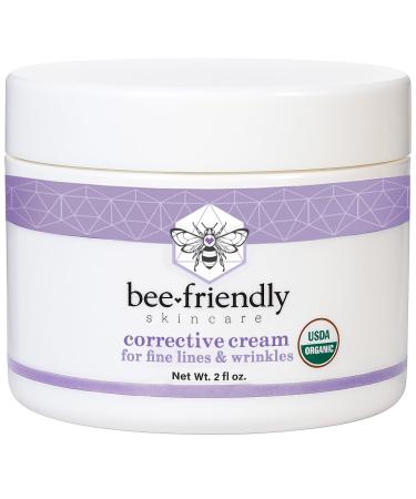 BeeFriendly Organic Corrective Cream USDA Certified Face Moisturizer Rich Revitalizing Facial Night Cream For Sensitive Skin Aids With Fine Lines Wrinkles Crows Feet Eyes Face Neck 2 oz 2 Ounce (Pack of 1)
