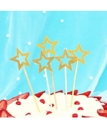100 Pcs Star Cupcake Picks Glitter Star Cupcake Toppers Mini Star Cake Toppers Star Food Picks Wedding Cake Picks Golden - Buy Online on GoSupps.com