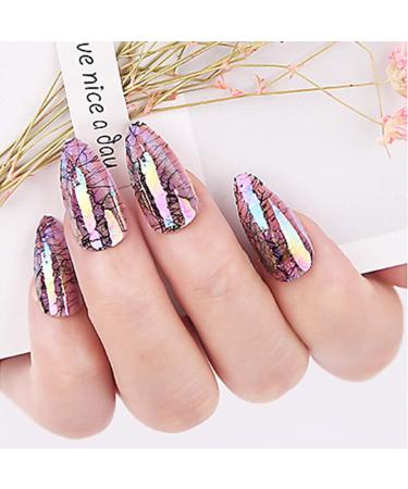 Brishow artificial nails short false nails fake nails pointed ballerina acrylic press the nails full cover stick on the nails 24 pieces for women and girls (purple)