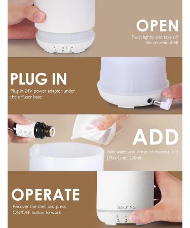 Buy Lalking White Ceramic Aroma Diffuser - BPA-Free Essential Oil Diffuser with Adjustable Fog & Auto Power-Off | Perfect for Home Office Yoga - 150ml - Buy Online on GoSupps.com