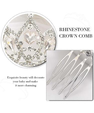 Kilshye Princess Tiara Comb | Small Crystal Girls Crown Hair Comb | Rhinestone Birthday Prom Tiaras Headband for Kids - A-silver - Buy Online on GoSupps.com