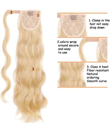 Ponytail Extensions 24 Inch Long Wavy Ponytail Extension Magic Paste Synthetic Ponytail Hairpiece Wrap Around Wavy Ponytail Hair Extension for Women for Women (Color : M22-613 Size : 24inches) 24inches M22-613 - Buy Online on GoSupps.com