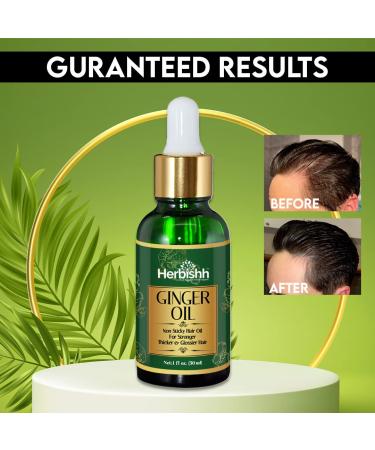 Herbishh Ginger Hair Oil - Fast Thickening & Regrowth Serum for Dense Hair | 30ml Care for Men & Women - Buy Online on GoSupps.com