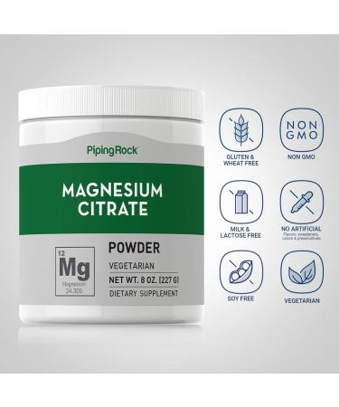 8 oz Magnesium Citrate Powder Supplement | Vegetarian Non-GMO Gluten Free | Piping Rock - Buy Online on GoSupps.com