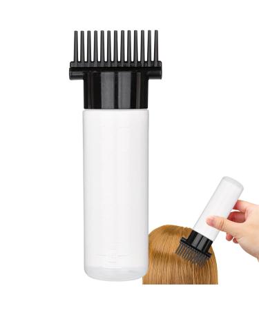 Hair Oil Applicator Bottle 180ml Root Comb Applicator Bottle with Clear Scale and 13 Oil Outlets Hair Dye Bottle for Hair Care and Styling Black with Clear Body Hair Oil Applicator Bottle black head +clear body