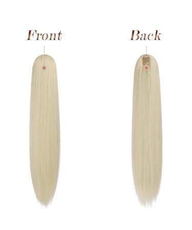 60 cm Ash Blonde Ponytail Extensions - Smooth Synthetic Drawstring Braid Hairpiece for Women - Long Straight Hair with Cord Strain - Buy Online on GoSupps.com