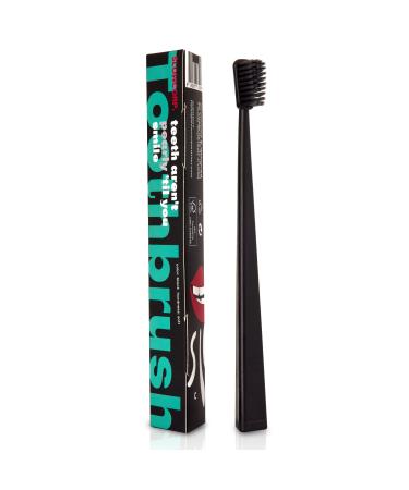 SLOWCORP. Soft Charcoal Bristle Toothbrush  Free-Standing Base for Kids and Adults  BPA-Free  Natural Teeth Whitening Dental Care  Vegan Certified (Black)