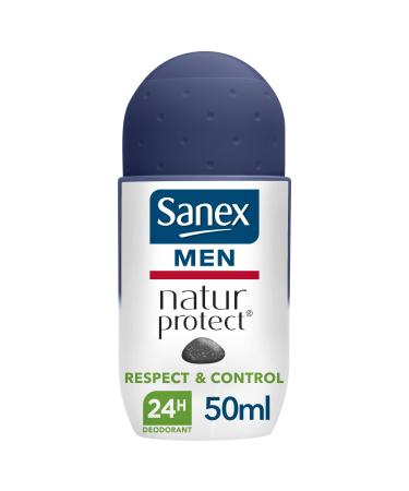 Sanex SANEX - Men Natur Protect Respect & Control Roll-On Deodorant - Men's Deodorant with Alum Stone - 24-Hour Effectiveness - 50 ml - Pack of 2