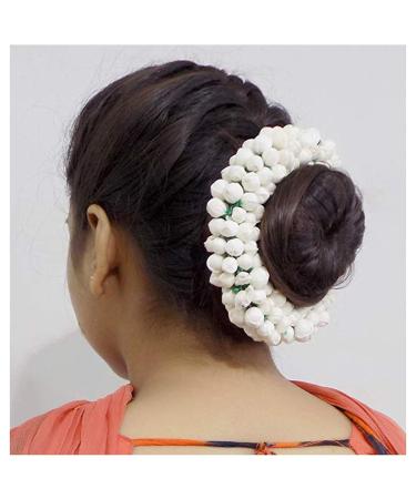 GoDazzl Artificial Jasmine Mogra Hair Gajra Garland Juda Bun Decoration - White 28 CM Long - Realistic Hair Accessory for Women and Girls - Buy Online on GoSupps.com