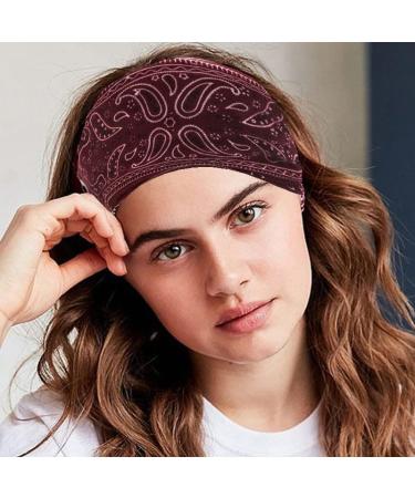 Headbands for Women Ladies Wide Hair Band Boho Floral Print Knot Elastic Running Yoga Head Wrap Hairbands(3 Colors) boho 1 - Buy Online on GoSupps.com