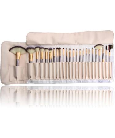 Zoe Ayla Make-Up Brush Set With Vegan Leather Storage Bag Beige 24 Piece - Buy Online on GoSupps.com