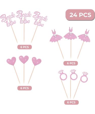 Cobee Ros gold Glitter Bride to Be Cupcake Toppers - 24 Heart Ring Picks for Bridal Shower Engagement & Bachelor Party Cake Decorations - Buy Online on GoSupps.com