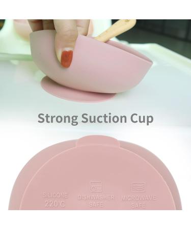 Baby Weaning Set | Toddler Feeding Set with Silicone and Wood | Plate, Cup, Bowl, Spoon, Fork, Snack Cup, Lid | for Boys and Girls (Rose Pink) - Buy Online on GoSupps.com