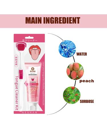 Probiotic Tongue Cleaner Set - Tongue Scraper & Oral Care Gel for Fresh Breath | 50G Peach Flavor - Buy Online on GoSupps.com
