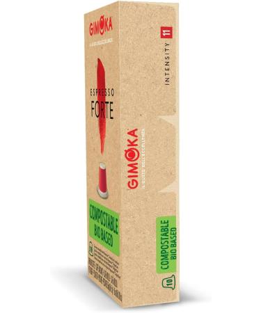 Gimoka Blend Espresso High Intensity 11-100 Capsules Compostable and biodegradable - Compatible with Nespresso* home coffee machines - Made in Italy (pack of 10 x 10) - Buy Online on GoSupps.com