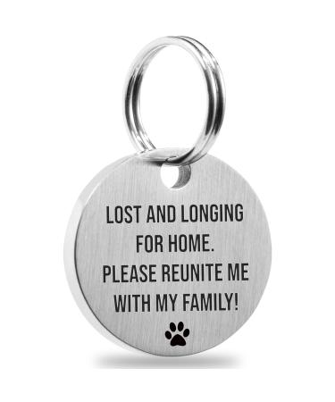 EIO Personalised Pet Tag Smart Pet Tag 21mm Round Custom Dog Tags Stainless Steel Dog Collar Tag Scratch Resistance Dog Accessories Permanent Deep Engraved Add Your Custom Text