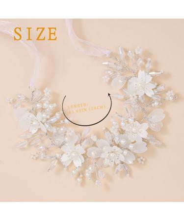 IYOU Flower Girl Headband White Floral Communion Headpiece Pearl Crystal Hair Pieces Bridal Wedding Hair Accessories for Princess Girls - Buy Online on GoSupps.com