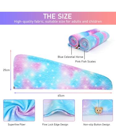 Uraqt Haarurban Microfiber Turban Towels (2 Pack) - Quick-Dry Hair Wraps for All Hair Types - Pink & Blue - Buy Online on GoSupps.com