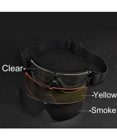 DoxiGlobal Airsoft Tactical Safety Goggles - Anti Fog UV Glasses with 3 Color Lenses for Paintball, Shooting, Hunting, Cycling, Military - Eye Protection - Buy Online on GoSupps.com